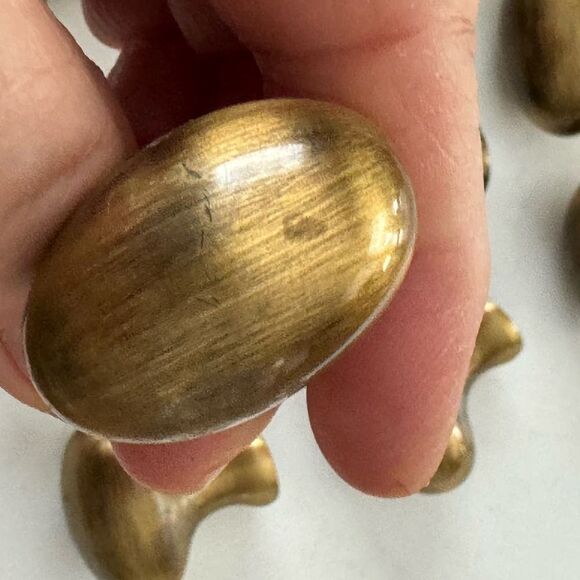 Oval Brass Metal Drawer Pulls Cabinet Knobs Handles Heavy Set of 10 1.25" Wide - Picture 3 of 12
